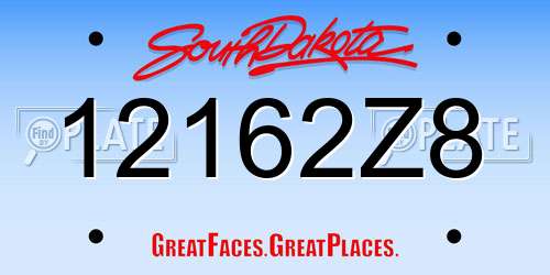 12162Z8 South Dakota License Plate