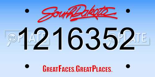1216352 South Dakota License Plate