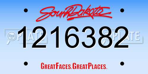 1216382 South Dakota License Plate