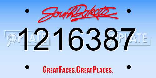 1216387 South Dakota License Plate