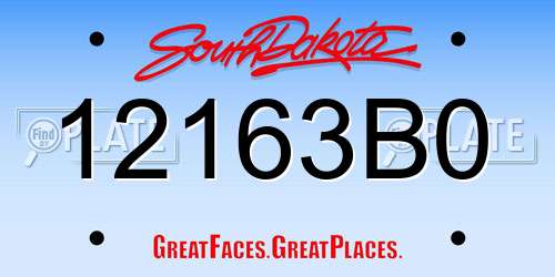 12163B0 South Dakota License Plate