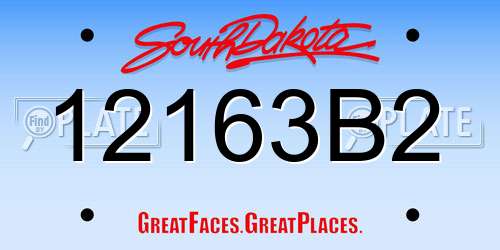 12163B2 South Dakota License Plate