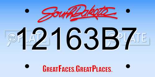 12163B7 South Dakota License Plate