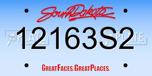 12163S2 South Dakota License Plate