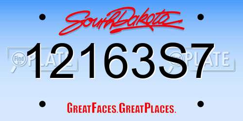 12163S7 South Dakota License Plate