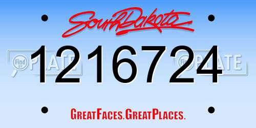 1216724 South Dakota License Plate
