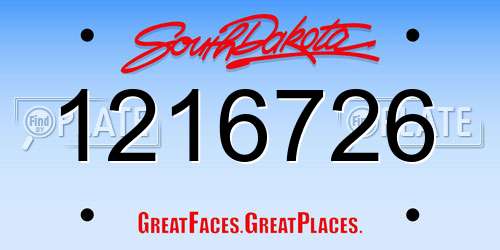 1216726 South Dakota License Plate