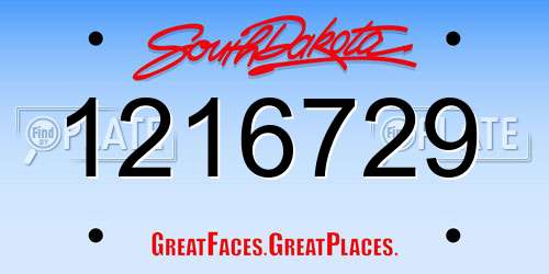 1216729 South Dakota License Plate