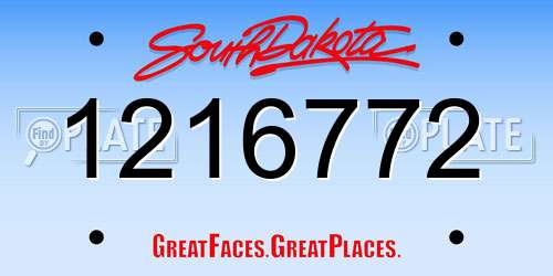 1216772 South Dakota License Plate