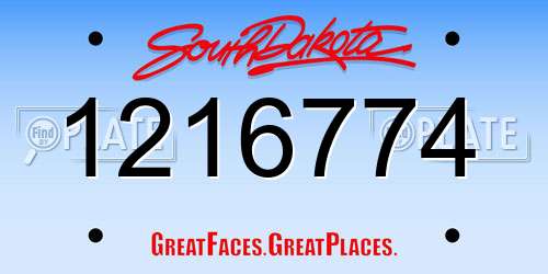 1216774 South Dakota License Plate