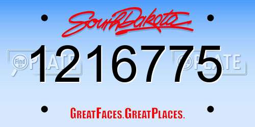 1216775 South Dakota License Plate