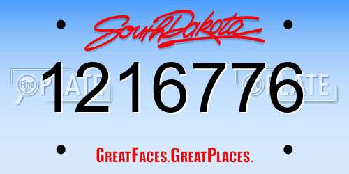 1216776 South Dakota License Plate
