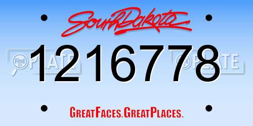 1216778 South Dakota License Plate