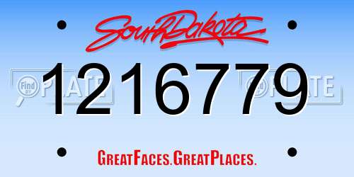 1216779 South Dakota License Plate