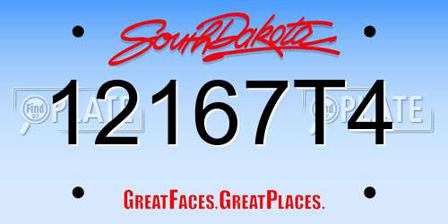 12167T4 South Dakota License Plate