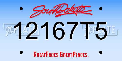 12167T5 South Dakota License Plate