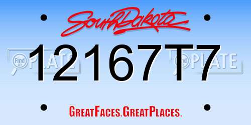 12167T7 South Dakota License Plate