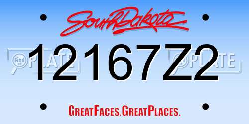 12167Z2 South Dakota License Plate