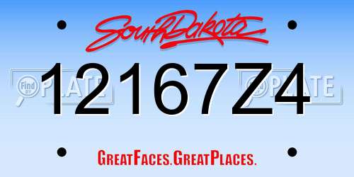 12167Z4 South Dakota License Plate