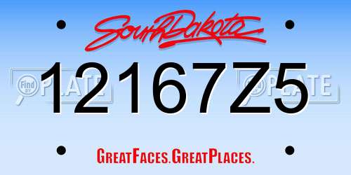 12167Z5 South Dakota License Plate