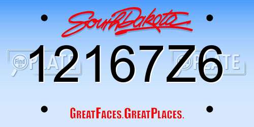 12167Z6 South Dakota License Plate