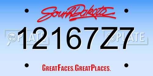 12167Z7 South Dakota License Plate