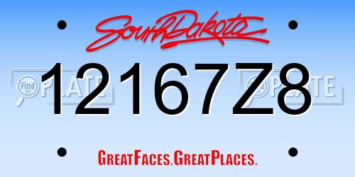 12167Z8 South Dakota License Plate
