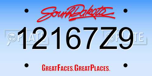 12167Z9 South Dakota License Plate