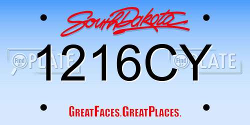 1216CY South Dakota License Plate