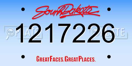 1217226 South Dakota License Plate