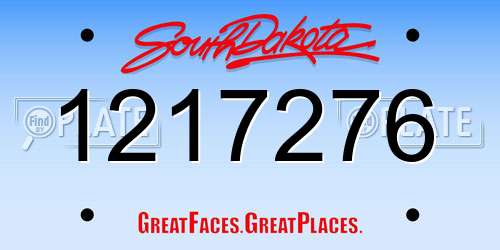 1217276 South Dakota License Plate