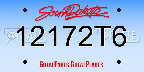 12172T6 South Dakota License Plate