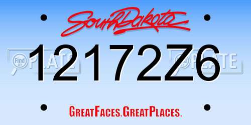 12172Z6 South Dakota License Plate