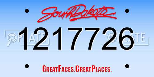 1217726 South Dakota License Plate