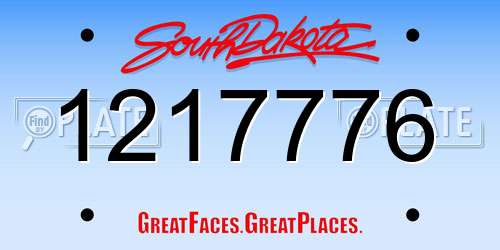 1217776 South Dakota License Plate