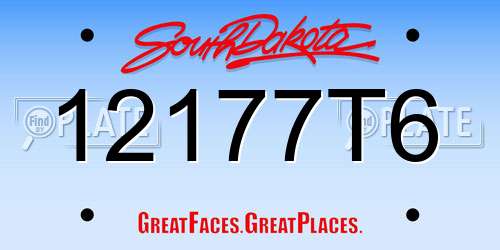 12177T6 South Dakota License Plate
