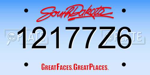 12177Z6 South Dakota License Plate