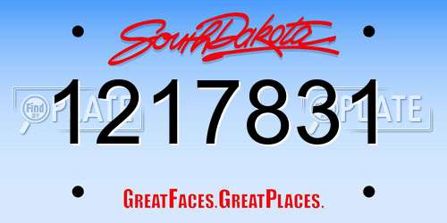 1217831 South Dakota License Plate
