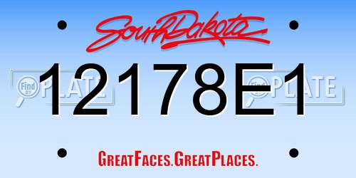 12178E1 South Dakota License Plate