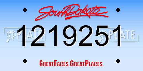 1219251 South Dakota License Plate