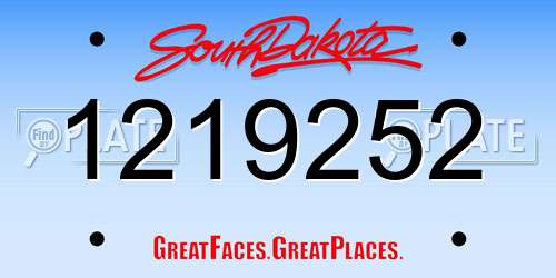 1219252 South Dakota License Plate