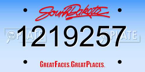 1219257 South Dakota License Plate