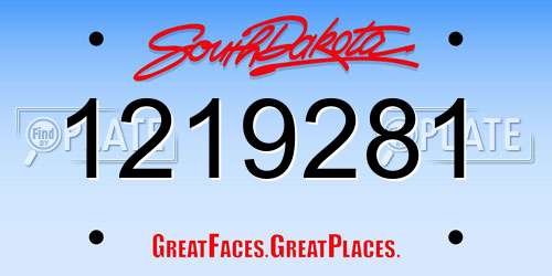 1219281 South Dakota License Plate