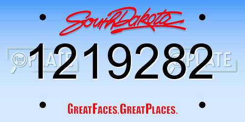 1219282 South Dakota License Plate