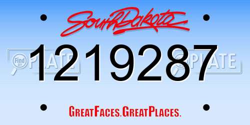 1219287 South Dakota License Plate