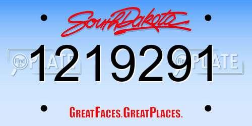1219291 South Dakota License Plate