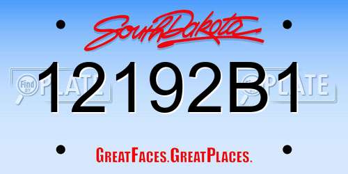 12192B1 South Dakota License Plate