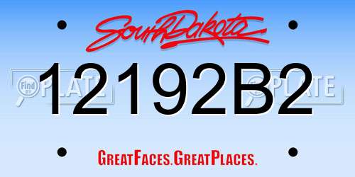 12192B2 South Dakota License Plate