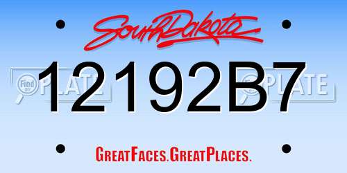 12192B7 South Dakota License Plate