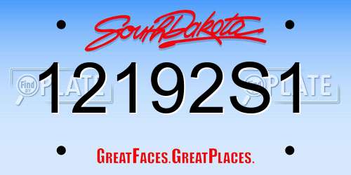 12192S1 South Dakota License Plate